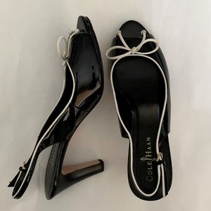 Cole Haan Black Patent with Bow-  Slingback Pump